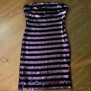 Pink and black sequin dress